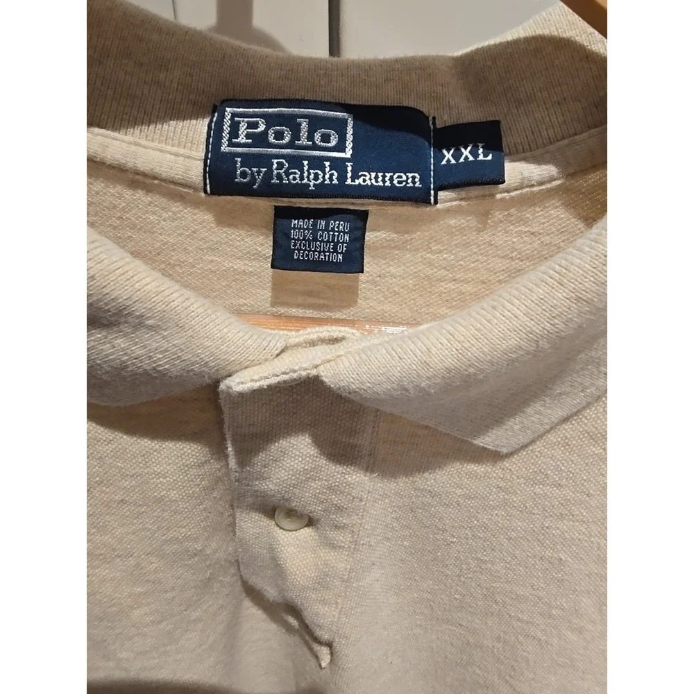 Polo Ralph Lauren Men's Polo XXL Cream Color‎ With Green Logo